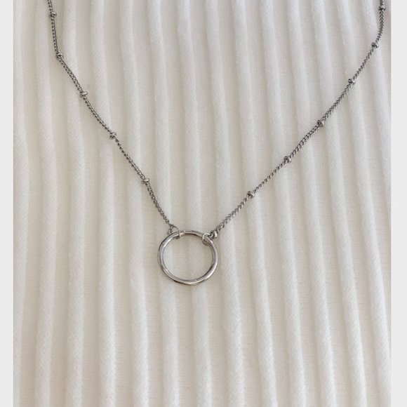925 Sterling Silver Circle Ring Choker Necklace - Picture 11 of 16